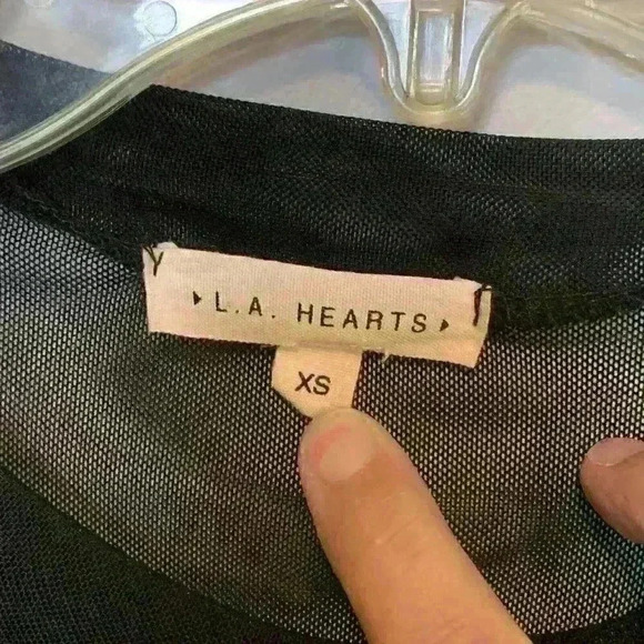 PACSUN Womens Mesh Tee Size XS Short Sleeve Tshirt Cropped Sheer Y2K LA HEARTS - Picture 3 of 3